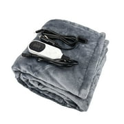 CheAAlet 100x75CM Electric Car Heated Blanket - 9 Fast Heating Modes, 8h Auto-Off, Overheat Protection, Machine Washable Flannel Throw Gray